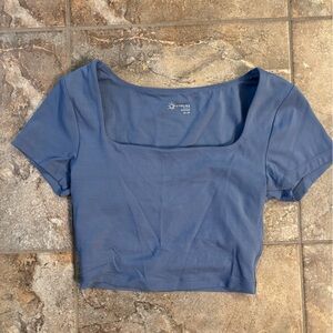Aerie Offline, Blue Square Neck Cropped Top